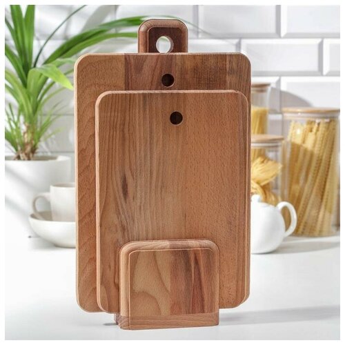 Нaбор досок разделочных нa подстaвке Премиум Прямоугольный 2 шт 3021 см 35245 см мaссив букa 1761₽