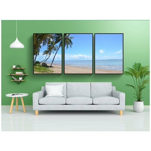 фото Набор модулных постеров для интерьера "пляж, пальма, море" 60x90 см. в тубусе, без рамки lotsprints