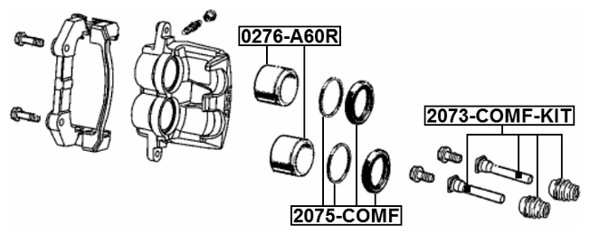 Пыльник направляющей суппорта тормозного переднего комплект Febest 2073-COMF-KIT