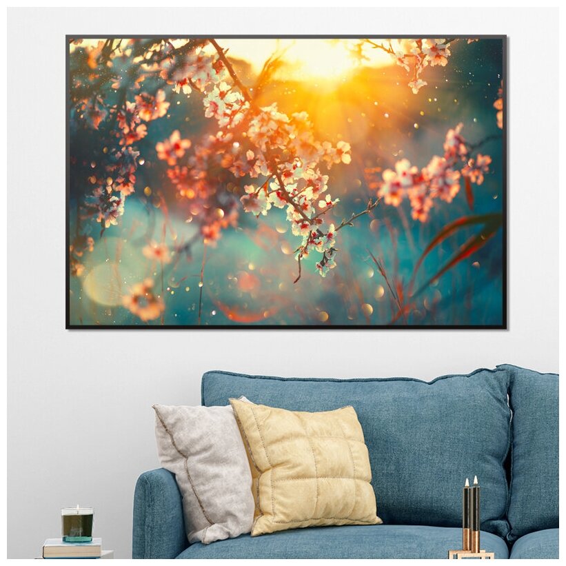 Постер Цветущее дерево сакуры на рассвете 40х30 см в тубусе ПолиЦентр