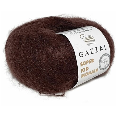 Пряжа Gazzal Super Kid Mohair | Пряжа Gazzal Super Kid Mohair - 64426 коричневый | 6шт упаковка | Меринос (Файн супервош): 13%, Полиамид: 35%, Супер кид мохер: 52%