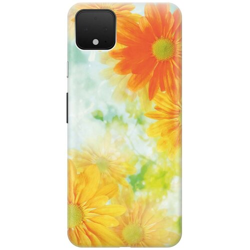 фото Ультратонкий силиконовый чехол-накладка для google pixel 4 с принтом "оранжевые цветы" gosso