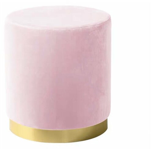 Пуфик круглый, велюр и нержавеющая сталь (розовый)