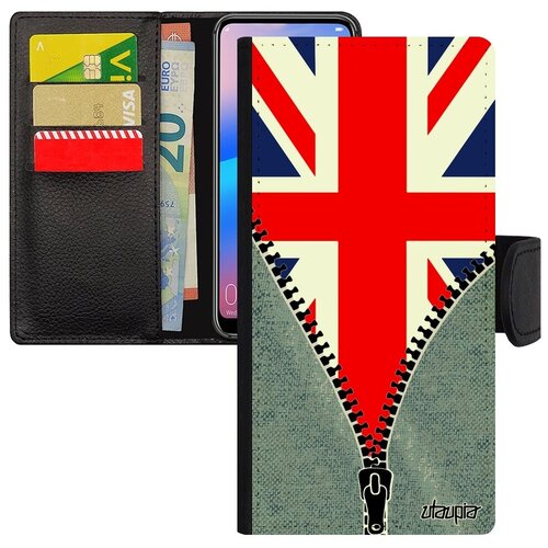 фото Чехол-книжка для мобильного // xiaomi redmi 6a // "флаг английский на молнии" патриот стиль, utaupia, серый