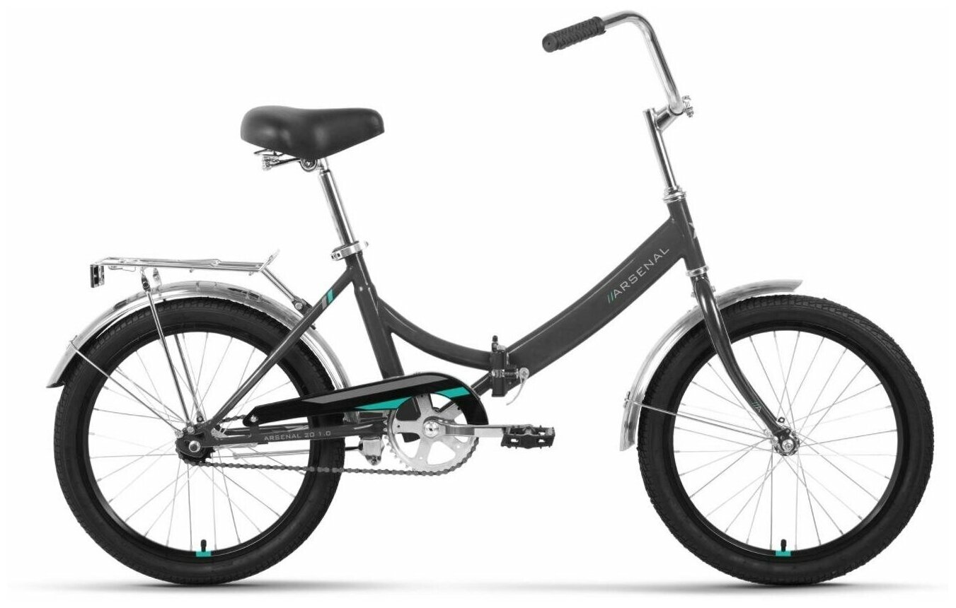 Велосипед FORWARD ARSENAL 20 2.0 (20" 6 ск. рост. 14" скл.) 2022, темно-серый/зеленый, RBK22FW20536