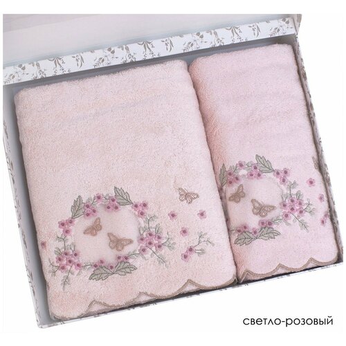 фото Набор полотенец для ванной в подарочной упаковке 2 пр. pupilla armoni бамбуковая махра розовый