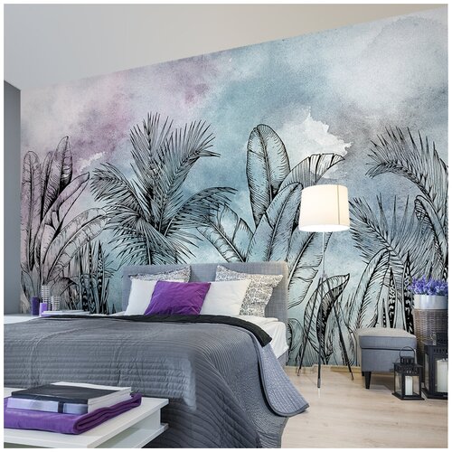 Фотообои флизелиновые Листья папоротника градиент 4,08 x 2,7 м