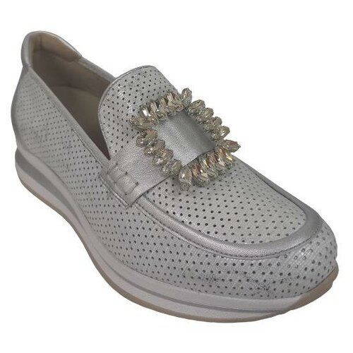 Туфли PieSanto женские (арт 190766) серебристо-серые из натуральной кожи, размер 39
