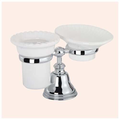 фото Настольный держатель с мыльницей и стаканом tw harmony 141, керамика (бел), цвет: хром twha141cr tw collection