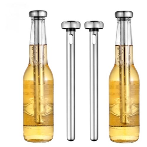 Охладитель для бутылок напитков 2шт пивной стержень многоразовый лед бутылочный из нержавеющей стали со встроенной открывашкой