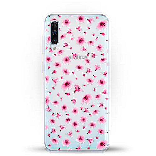 Силиконовый чехол Цветы розовые на Samsung Galaxy A50 жидкий чехол с блестками never stop dreaming цветы на samsung galaxy a50 самсунг галакси а50