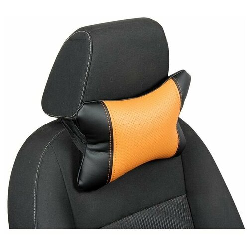 Подушка под шею (Экокожа) Черный,оранжевый / PPA001032
