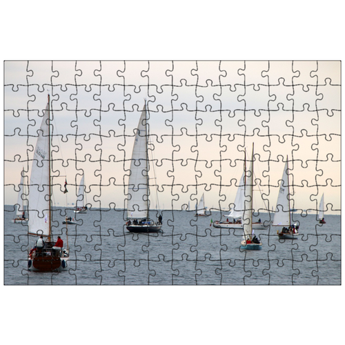 фото Магнитный пазл 27x18см."парусники, море, лодки" на холодильник lotsprints