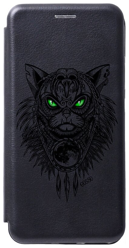 Чехол-книжка Book Art Jack для Samsung Galaxy M51 с принтом "Shaman Cat" черный