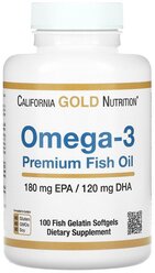 Капсулы California Gold Nutrition Omega-3 Premium fish oil, 100 шт.