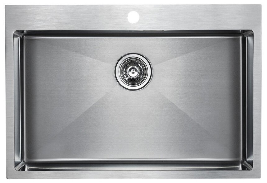 Мойка для кухни из нержавеющей стали AISI 304 Paulmark SAAR, 750х510 мм, шумопоглащающее покрытие, отверстие под смеситель, универсальный монтаж, цвет брашированная сталь, PM807551-BS