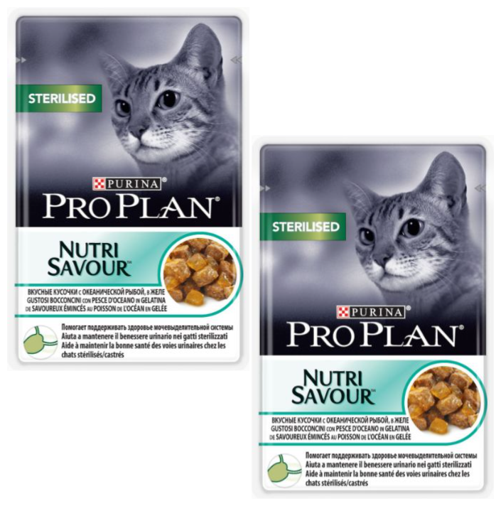 Purina Pro Plan (паучи) Паучи Кусочки в желе для кастрированных кошек с океанической рыбой(Sterilised) 1228709712456796 | Sterilised 0,085 кг 24977 (2 шт)