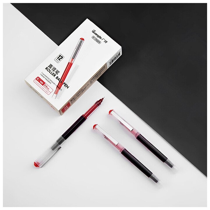 Набор гелевых ручек Guangbo Roller Ball Pen B17006R 12 шт., красные чернила