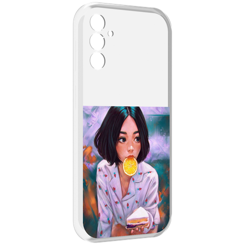 Чехол MyPads девушка-с-чизкейком женский для Samsung Galaxy M13 задняя-панель-накладка-бампер