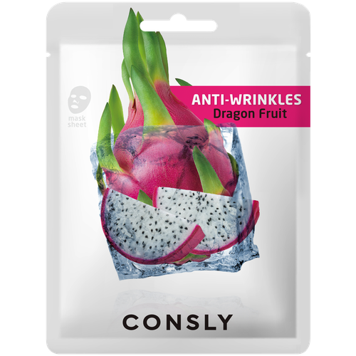 антивозрастная тканевая маска с экстрактом драгонфрута consly dragon fruit anti wrinkles mask pack 1 шт Антивозрастная тканевая маска с экстрактом драгонфрута, 20мл, CONSLY