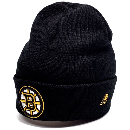 Шапка мужская NHL Boston Bruins Atributuka & Club, зимняя шапка НХЛ Бостон Брюинз атрибутика и клуб чёрная