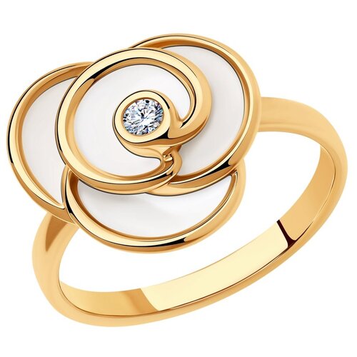 фото Sokolov кольцо из золочёного серебра с и эмалью и фианитом 93010844, размер 19.5