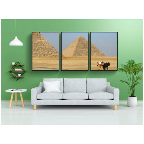 фото Набор модулных постеров для интерьера "пирамида, пустыня, верблюд" 60x90 см. в тубусе, без рамки lotsprints
