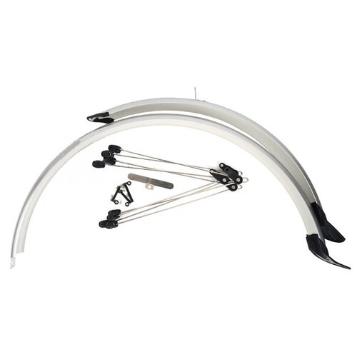 фото Комплект крыльев aristo 26"-27.5", ширина 60мм, с брызговиками, металлопластиковые, серебристые aristo cyclo