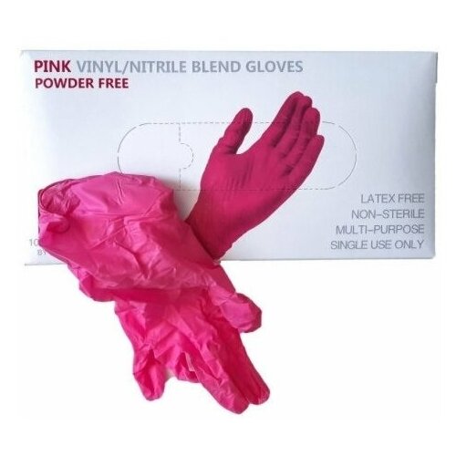фото Перчатки wally plastic нитриловые, 50 пар, размер xs, цвет розовый