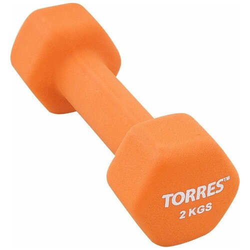 Гантели TORRES Гантель Torres, 2 кг, оранжевый цвет гантель profi fit в виниловой оболочке 2 кг оранжевый