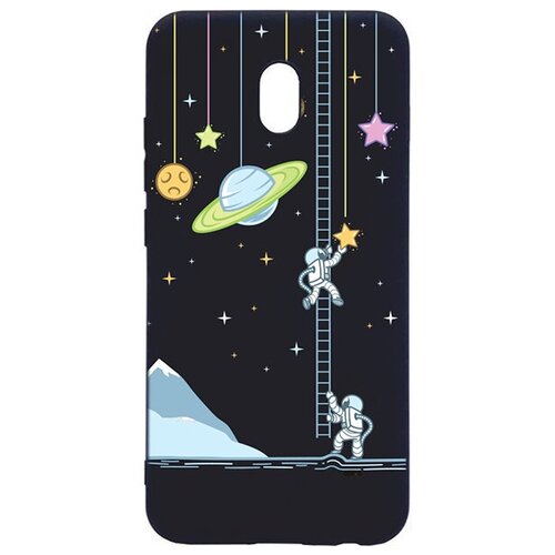 фото Силиконовый чехол-накладка silky touch 3d для xiaomi redmi 8a с принтом "ladder into space" черный gosso
