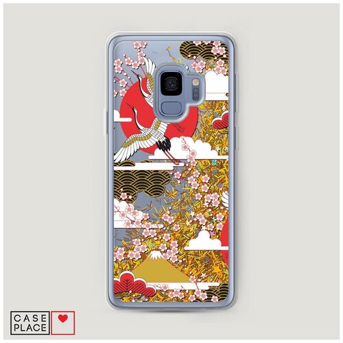 фото Чехол жидкий с блестками samsung galaxy s9 японские журавли case place