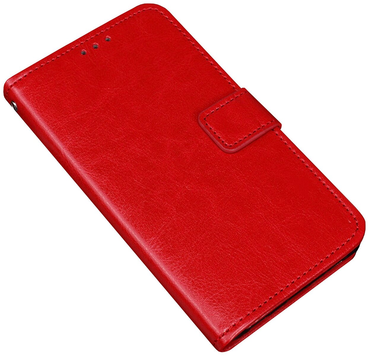 Чехол-книжка MyPads для Motorola Moto E7 Plus (XT2081-2) из качественной импортной кожи с подставкой застежкой и визитницей красный