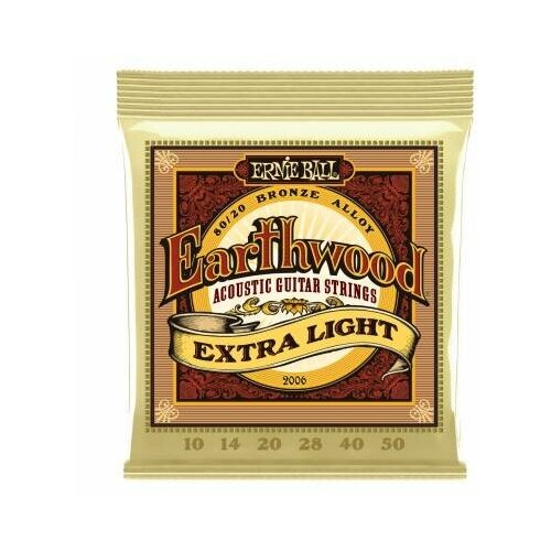 фото Ernie ball - струны для акуст.гитары 2006 earthwood 80/20 bronze extra light