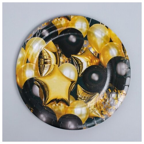 фото Тарелка бумажная «черное золото», шары, 18 см, набор 10 шт. happy pirate