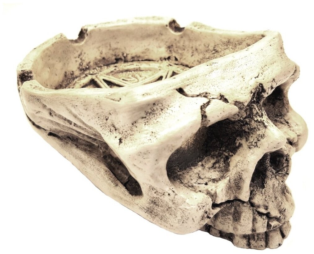 Статуэтка Череп с пентаграммой открытая (гипс)/ Шкатулка для хранения украшений, мелких вещей