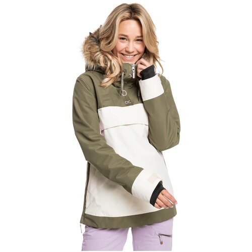 Куртка сноубордическая Roxy Shelter Snow Jacket Burnt Olive (US:XS) белый/зеленый  