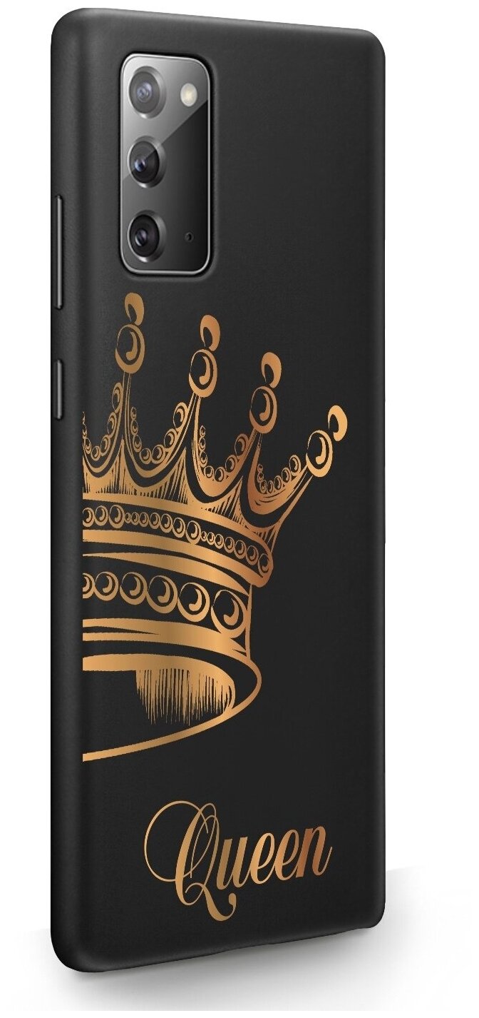 Черный силиконовый чехол MustHaveCase для Samsung Galaxy Note 20 Парный чехол корона Queen для Самсунг Галакси Ноут 20