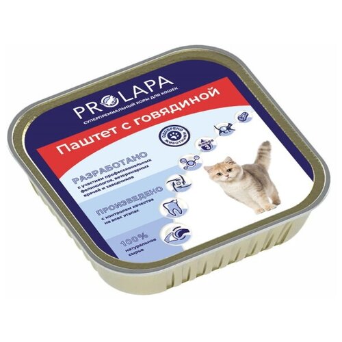 Prolapa 100 г ламистер полнорационный консервированный корм паштет с говядиной для кошек