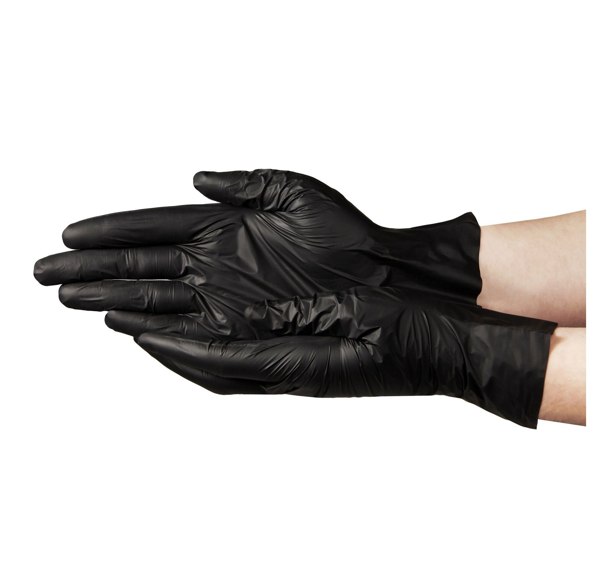 Перчатки EleGreen TPE Gloves, 50 пар, размер L, цвет черный - фотография № 3