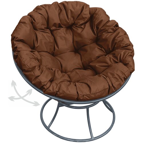 Кресло m-group папасан пружинка без ротанга серое, коричневая подушка