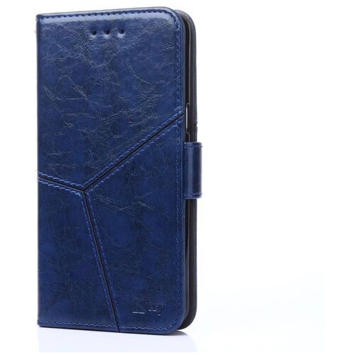 Чехол-книжка MyPads для Samsung Galaxy Note 10 прошитый по контуру с необычным геометрическим швом синий