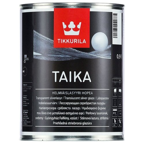 Краска акриловая Tikkurila Taika Helmiäismaali перламутровая полуглянцевая HM silver 0.9 л 1 кг