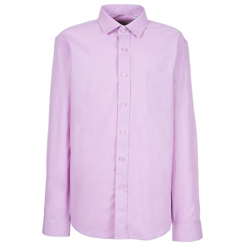 фото Школьная рубашка tsarevich, прямой силуэт, на пуговицах, длинный рукав, однотонная, размер 152-158, розовый