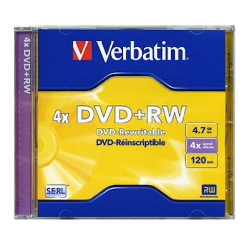 фото Диск verbatim dvd+rw verbatim 4.7gb 4x jewel case (1шт) 43229, 572781