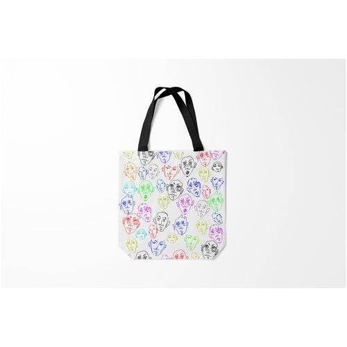 фото Сумка-шоппер / 40х40 см / популярные иллюстрации / человечки цветные лица burnettie
