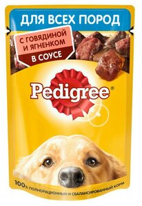 Фото Pedigree влажный корм для взрослых собак с говядиной и ягненком в паучах - 85 г