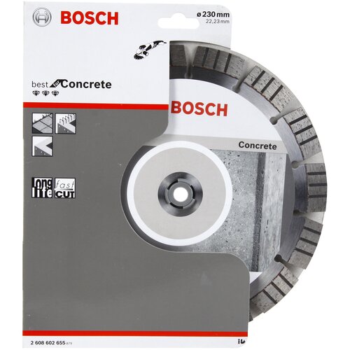 bosch диск алмазный отрезной standard for concrete 150 22 23 мм bosch 2 608 602 198 Диск алмазный отрезной BOSCH Best for concrete 2608602655, 230 мм, 1 шт.