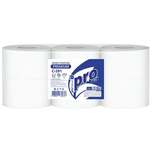 Туалетная бумага PROtissue Premium с центральной вытяжкой C291, 2 слойная, 6 рул*215м
