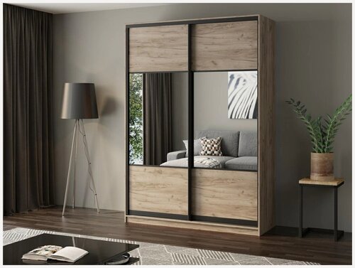 Изображение товара Шкаф-купе Матэрна лофт крафт серый комбинированный 150х45х240 см